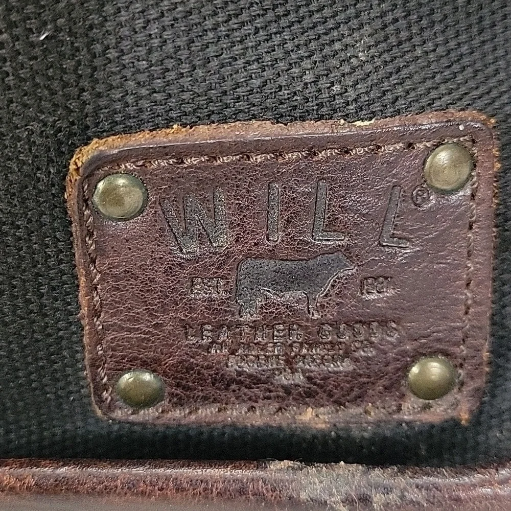 Will Leather Goods Black Brown Canvas Leather Briefcase Messenger Bag Tote